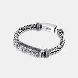 Vintage Sterling Silver Hand-woven Twist Bracelet for Men 925 Sterling Silver  Tibetan Six Words Mantra  Amulet Bracelet