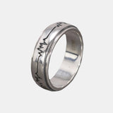 Genuine 925 Sterling Silver Spinner Band Ring Rotating Anti-Anxiety Stress Relieving Men and Women Engraving ECG