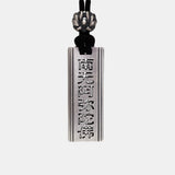 999 Sterling Silver Amitabha Mantra Pendant Rectangle Adjustable Rope Sweater Chain Necklace for Men and Women Buddhist Jewelry