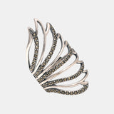 925 Sterling Silver Ring Exaggerated Big Wings Hollow Ring Ladies Inlaid Zirconia Retro Vintage Punk  women jewelry