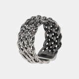 S925 Sterling Silver 2-Thread Braided Ring Viking Band Adjustable Size 7-10 Handmade Jewelry