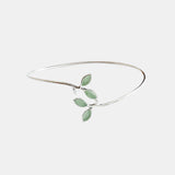 925 Sterling Silver Women Bangle Bracelet New Buds Shoots Design With Opal Cat Eyes Stone Fresh Style for Girls Gift