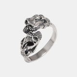 Unique Vintage 925 Sterling Silver Gothic Skull Men's Ring Hip Hop Punk Street Exaggerated Jewelry Party