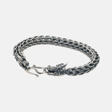 Viking Dragon Bracelet 925 Sterling Silver Handcrafted Braided Wristband For Men Fine Jewelry