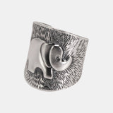 23mm Exaggerated Wide Ring Real Pure 999 Sterling Silver Embossed Elephant Band Men Women Adjustable Animal Lucky Jewelry