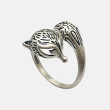 Real Pure S990 Sterling Silver Retro Craft Thai Silver Ring Fashion Fox Shape Openning Adjustable Rings Jewelry High Quality