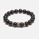 Natural Garnet Beads Bracelet with 925 Sterling Silver Six-word Mantra Accessories Buddhism Jewelry for Men and Women