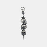 Real S925 Sterling Silver The Sword Pass Through Skulls Pendant for Men and Women Vintage Gothic Style Necklace Chain