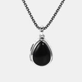 925 Sterling Silver Pendant Openable Inlaid Black Agate Pendant Ladies Vintage Gift Jewelry