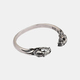 S925 Sterling Silver Jewelry Men's Bangle Double-headed Saber-toothed Tiger Open Cuff Thai Silver Retro Skull Bracelet