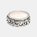 Genuine 990 Sterling Silver Spinner Rings Fidget Anxiety Worry Relieving Band Retro Rattan Spreading