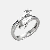 BIFROST Hug Ring for Women Girls Silver Hugging Hands Open Promise Ring Jewelry Hug Hands Mens Rings Couples Wedding Bands