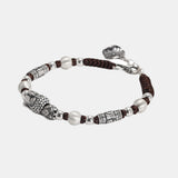 Real 999 Pure Silver Lucky Buddha Handwoven Bracelet for Men and Women Adjustable Lotus Beads Religious Jewelry