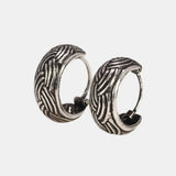 925 Sterling Silver Patterned Ear Hoop Earrings Retro Best Gifts for Men and Women Punk Rock Jewelry