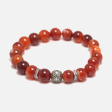 Original Natural Red Agate Beaded Bracelet with 925 Sterling Silver Accessories Vintage Gemstone Jewelry for Male and Female