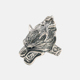 S925 Sterling Silver Vintage Thai Silver Ring for Men Wolf Head Open Exaggerated Punk Rock Style Big Ring Vintage Jewelry