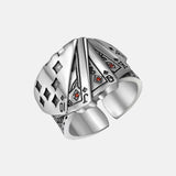 Poker Ring Solid 925 Sterling Silver Rock Punk Rings For Men Women Black Signet Jewelry Adjustable Size