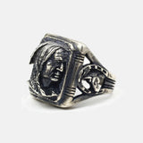 Real Pure 925 Sterling Silver Antique Handmade Polished Men Ring Indian Portrait Shape Unique Design Jewelry Ring Best Gift