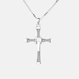 Fast and Furious Cross Pendant Necklace for Men S925 Sterling Silver Inlaid Zircon Rotatable Fashion Punk Rock Style