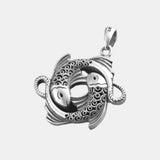 Real 999 Sterling Silver Pisces Hollow Pendant And Necklace Men's and Women's Personalized Gift Vintage Punk Fine Jewelry