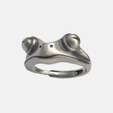 New Design Vintage Adjustable S925 Silver Jewelry  Resizable Size Red Garnet Creative Animal Frog Ring Foe Men And Women