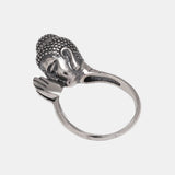 Sterling Silver 925 Buddha Head Ring for Women and Men Praying for Luck Ring Adjustable Buddhist Jewelry