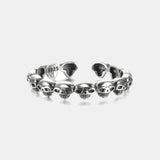 Adjustable S925 Sterling Silver Small Skull Ring for Women Size 5-7 Simple Punk Style Personality Opening  Fine Jewelry