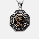 925 Sterling Silver Pendant Fashion Punk Buddhism Fire Dragon Bagua Eight Diagram Men Pendant Good Luck Jewelry