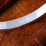 999 Sterling Silver Cuff Bracelet  for Men and Women Simple Glossy Opening Couple Bracelet Silver Jewelry Can Be Engraved