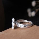 990 Sterling Silver Rings Om Mani Padme Hum  Women and Men  Retro Punk Fashion Jewellery Opening Adjustable Fine Jewelry