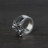 S925 Sterling Silver Vintage Thai Silver Ring for Men Hexagram Star Pattern Retro Punk Rock Style Exaggerated Big Ring