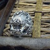 Wholesale S925 Silver Open Pixiu Silver Ring Men Trendy Domineering Index Finger Ring Retro Personality Ring