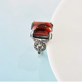 Natural Stone Rings For Women 925 Silver Ring Jewelry Vintage Style  Prong Setting Garnet  Gemstone Ring