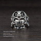 100% Real 999 Pure Silver Jewelry Men's Skull Ring Retro Punk Vintage Charm Fashion Jewellery Never Fade Boyfriend Gift Party