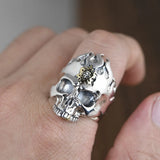 Real 925 Pure Silver Jewelry Men's Skull Ring Halloween Fashion Jewelry Retro Punk Ring Fine Jewelr Gift Party Men Accessory