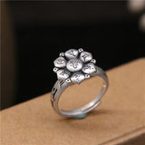 990 Sterling Silver Rings Om Mani Padme Hum  Women and Men  Retro Punk Fashion Jewellery Opening Adjustable Fine Jewelry