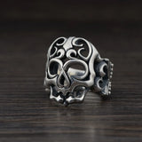 100% Real 999 Pure Silver Jewelry Men's Skull Ring Retro Punk Vintage Charm Fashion Jewellery Never Fade Boyfriend Gift Party