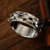 Wholesale S925 Sterling Silver Retro European and American Style Irregular Chain Trendy Men Rotatable Index Finger Ring