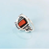 Natural Stone Rings For Women 925 Silver Ring Jewelry Vintage Style  Prong Setting Garnet  Gemstone Ring