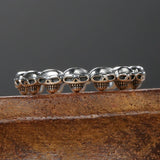 S925 Sterling Silver Skull Ring for Men and Women Simple Hip-hop Punk Style Personality Adjustable Opening Ring