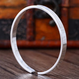 999 Sterling Silver Cuff Bracelet  for Men and Women Simple Glossy Opening Couple Bracelet Silver Jewelry Can Be Engraved