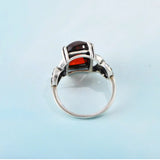 Natural Stone Rings For Women 925 Silver Ring Jewelry Vintage Style  Prong Setting Garnet  Gemstone Ring