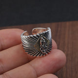 Real Pure 925 Sterling Silver Womens and Men Rings Jewelry Punk Vinatge Virgin Mary Ring Gift Party Women Men Accessory