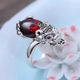 Garanteed 925 Sterling Silver Rings For Women Red Garnet Brave Troops Resizable Large And Small Size Natural Stone Ring