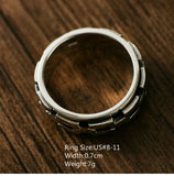 Wholesale S925 Sterling Silver Retro European and American Style Irregular Chain Trendy Men Rotatable Index Finger Ring