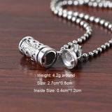 S925 Sterling Silver Vintage Craft Necklace Pendant Men and Women Thai Silver Simple Buddhist Openable Box Jewelry