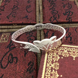 Genuine Solid 999 Sterling Silver Fox Bracelet Women Cuff Bracelets Bangle Fox Engraved Decorative Pattern Bracelet