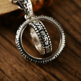 Wholesale Silver Jewelry S990 Pure Silver Trendy Men And Women Retro Old Personality Six-character Mantra Pendant