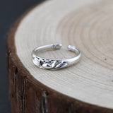 S925 Silver Retro Thai Silver Craft  Lotus Shape Simple Resizable Opening Women Rings Elegent Fine Jewelry