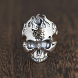 Real 925 Pure Silver Jewelry Men's Skull Ring Halloween Fashion Jewelry Retro Punk Ring Fine Jewelr Gift Party Men Accessory